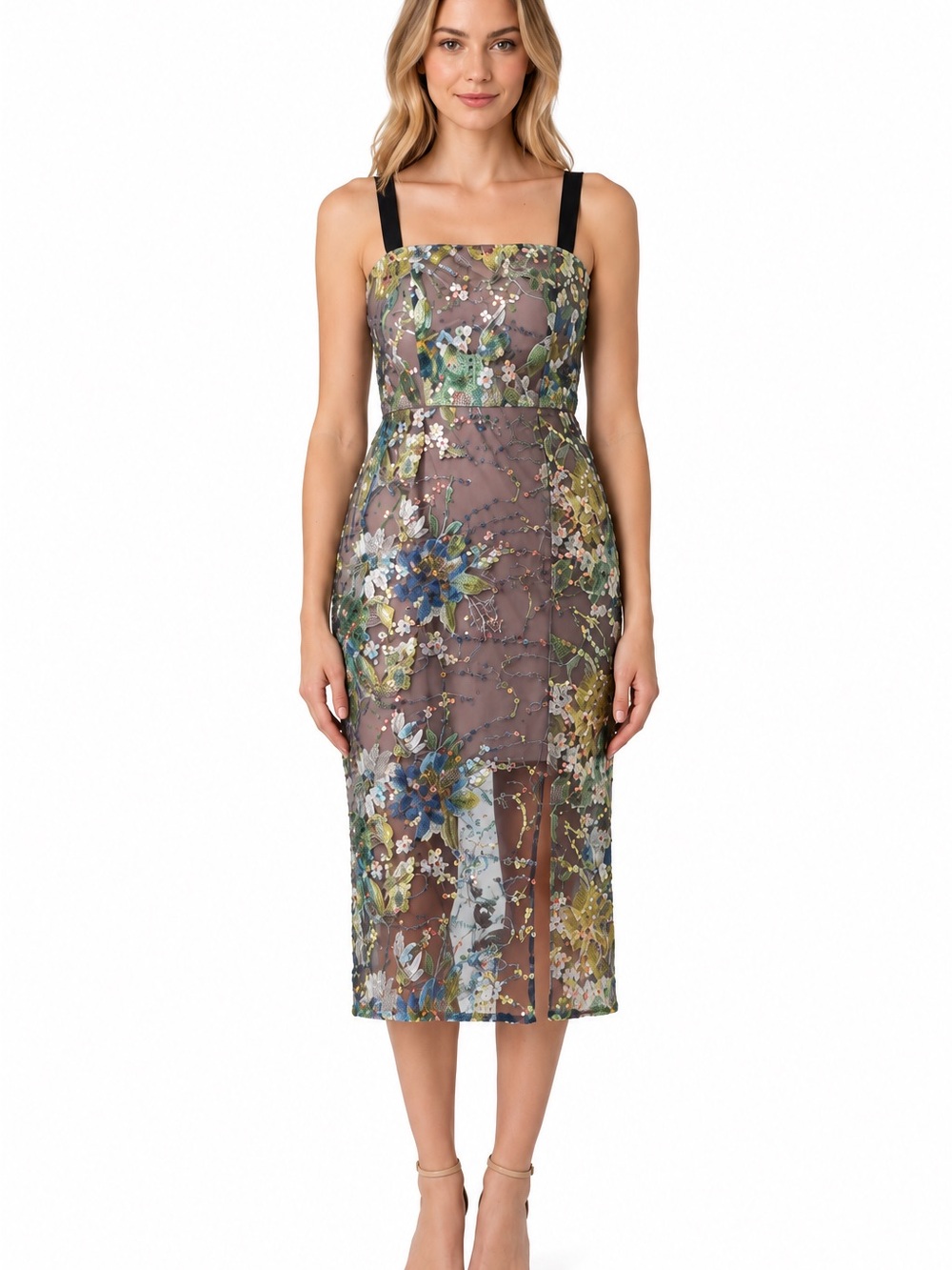 22. Sam Edelman • NWT $$Floral Sheer Midi Dress with Black Straps